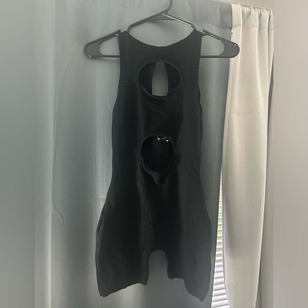 Prettylittlething black knit romper size s